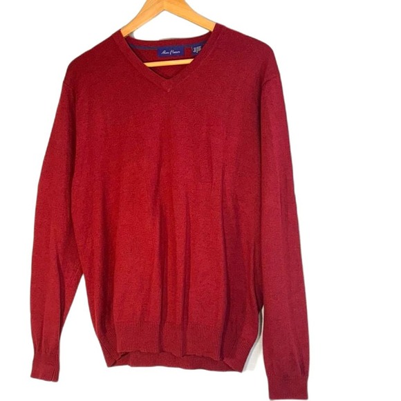 Alan‎ Flusser Men's Red V Neck Long Sleeve Sweater Size S Cotton Blend - Picture 2 of 6
